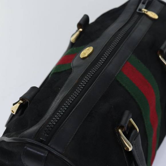 GUCCI GG Canvas Web Sherry Line Boston Bag Black Red Gold 010 378 Auth 84562 - Picture 6 of 16
